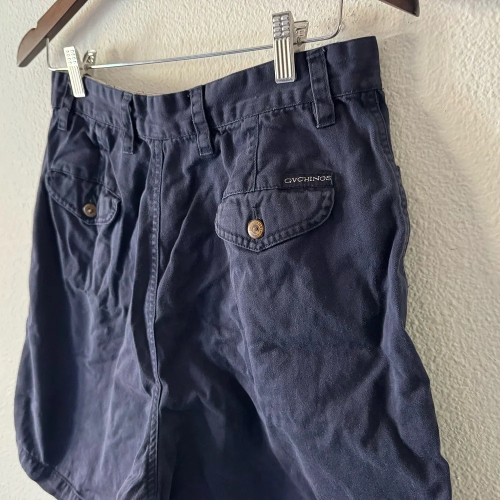 Chinos Navy Pleated High Rise Cotton Shorts Size 12 GV Coastal Grandma 90’s VTG